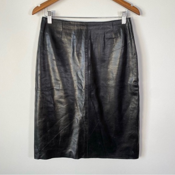 Tommy Hilfiger black genuine leather pencil skirt - Picture 1 of 8